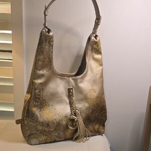 Sharif Elegant Gold and Tan Shoulder Bag